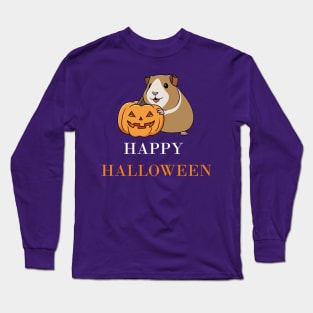 Happy Halloween Guinea Pig (White Typo) Long Sleeve T-Shirt